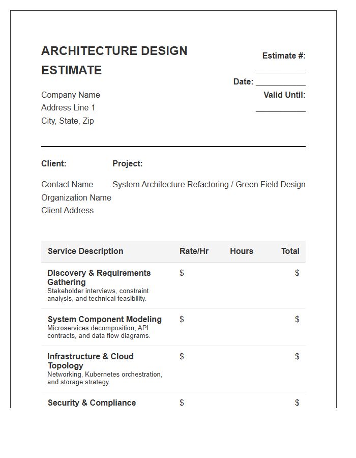 Software Architecture Design Estimate Invoice Template