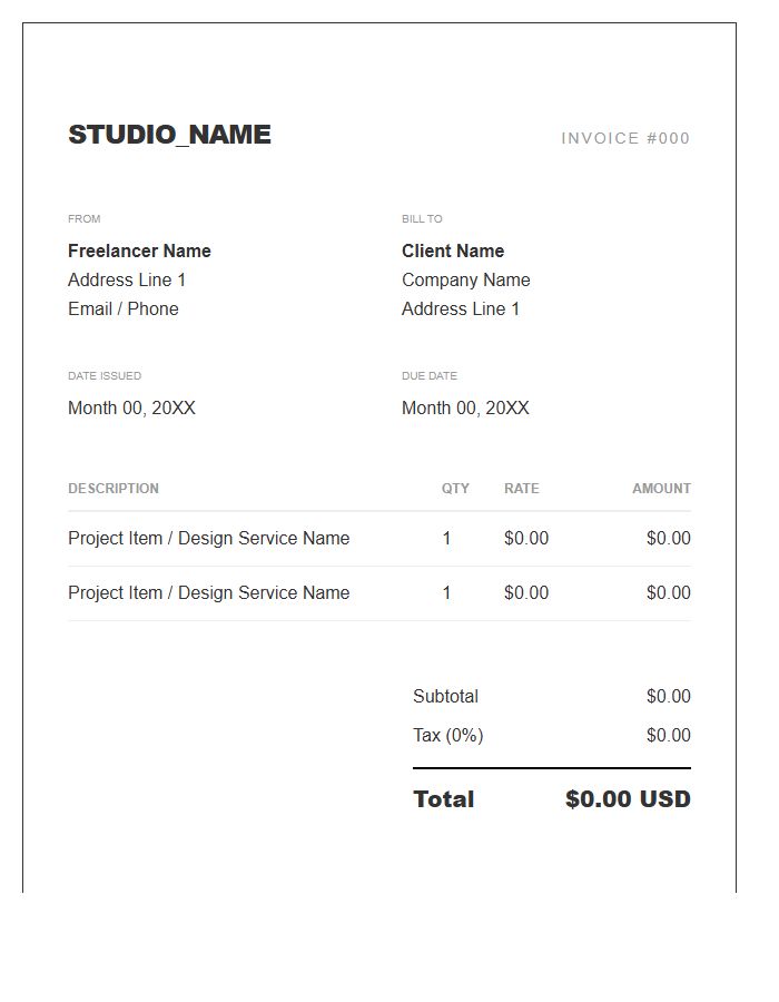 Modern Freelance Graphic Designer Invoice Template