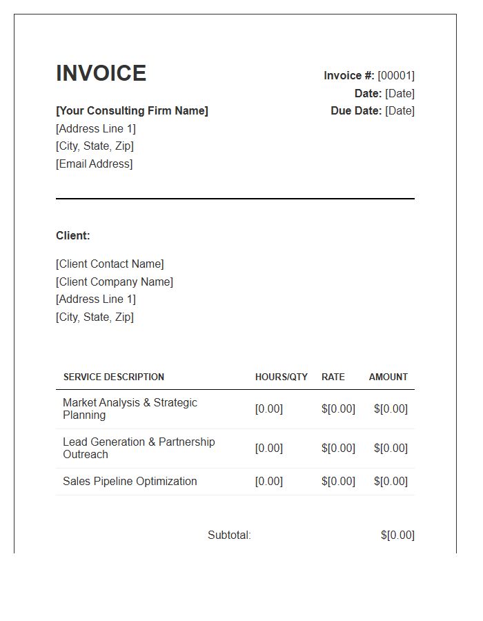 Business Development Consulting Invoice Template