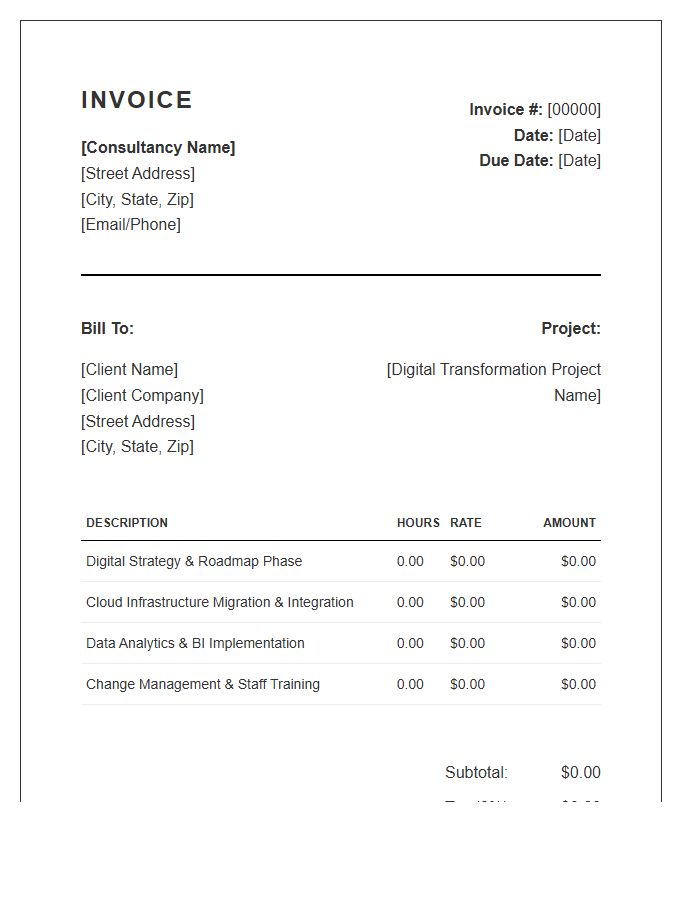 Digital Transformation Consulting Invoice Template
