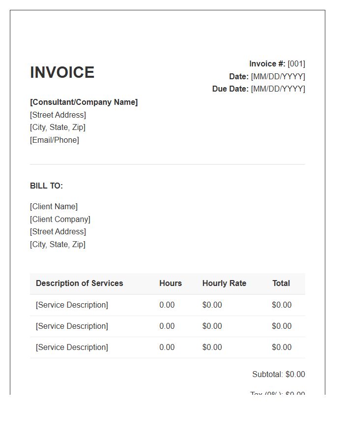 Hourly Rate Consulting Invoice Template