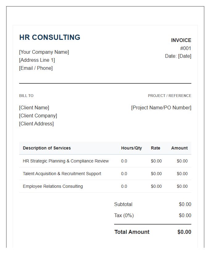 Human Resources Consulting Invoice Template