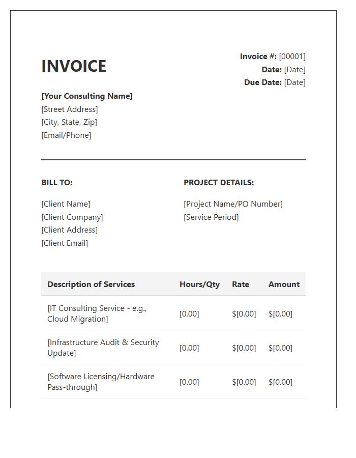 IT Consulting Services Invoice Template