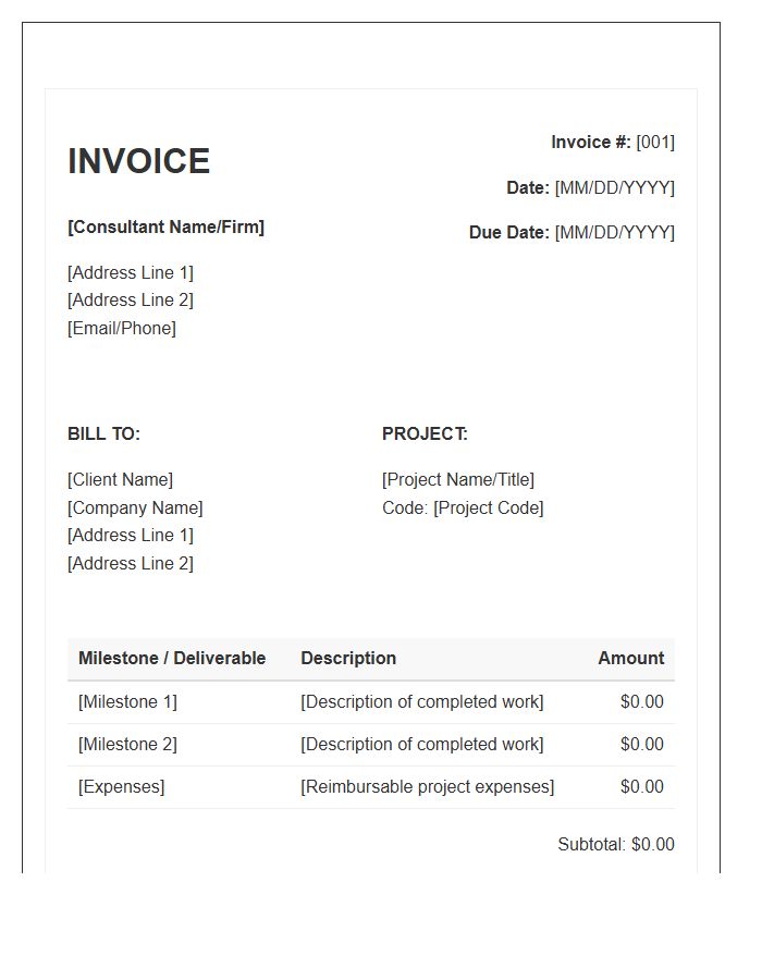 Project Based Consulting Invoice Template