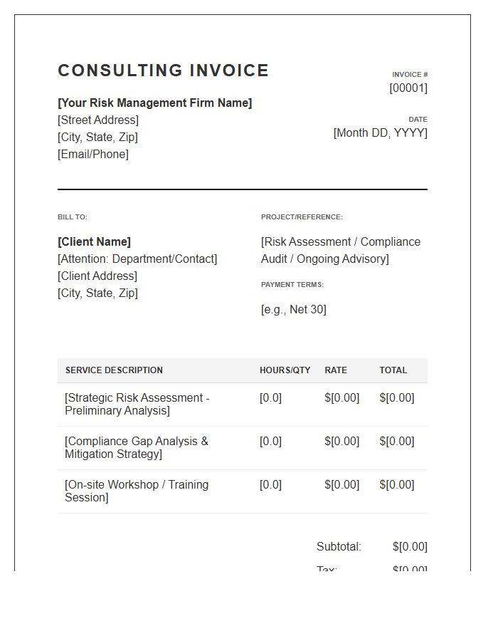 Risk Management Consulting Invoice Template