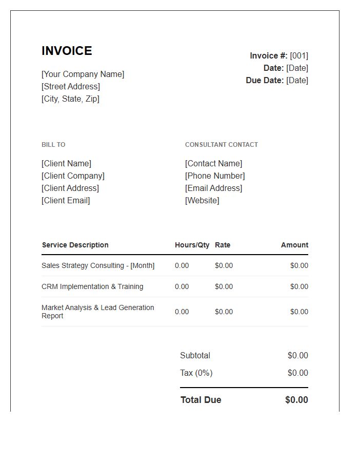 Sales Consulting Service Invoice Template