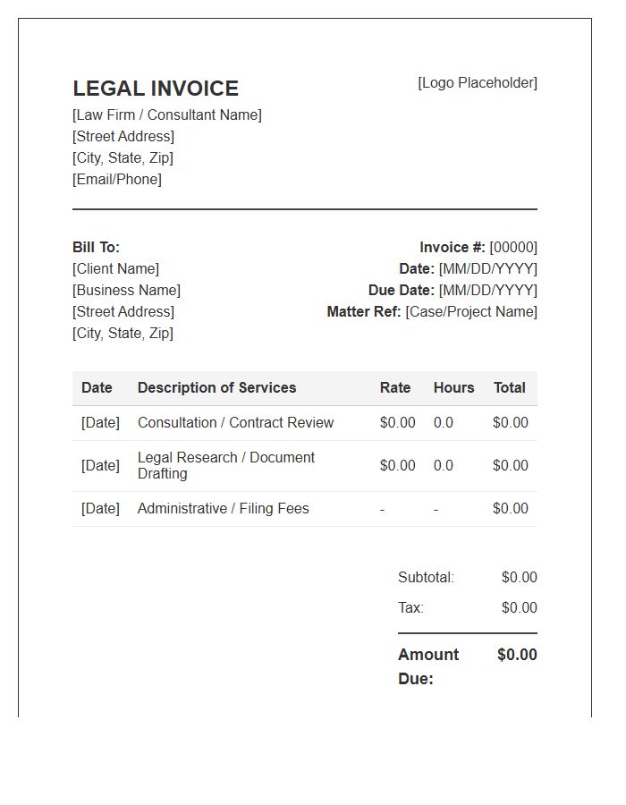Small Business Legal Consulting Invoice Template