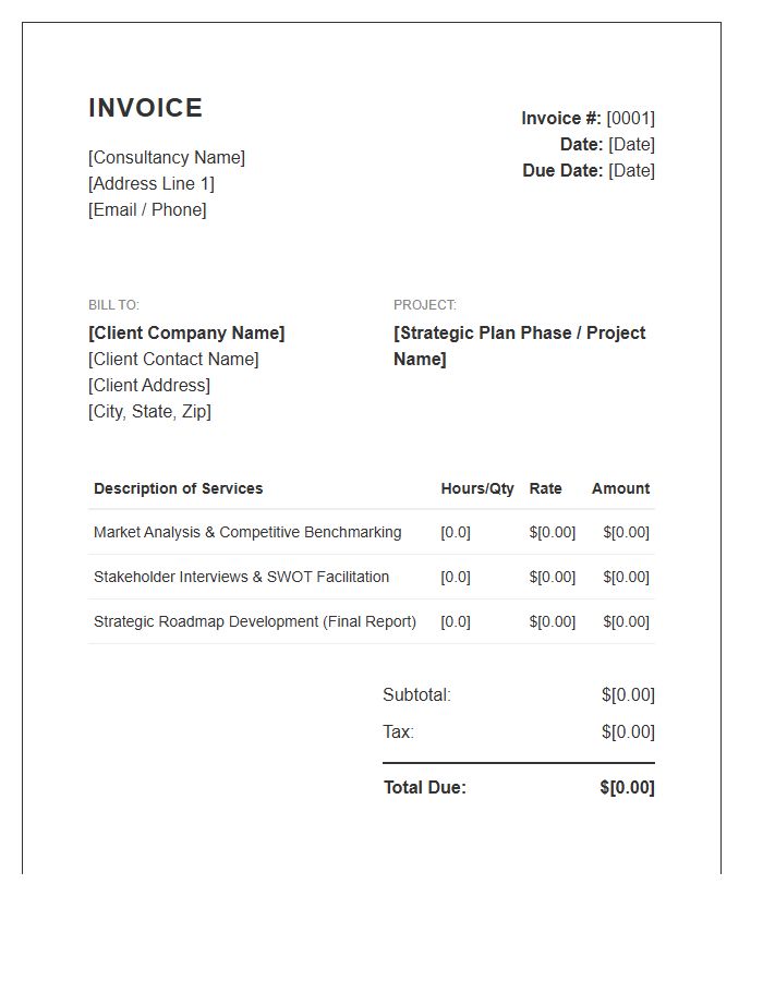 Strategic Planning Consulting Invoice Template