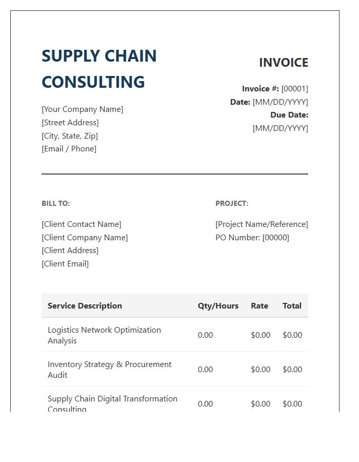 Supply Chain Consulting Invoice Template