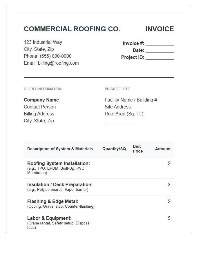 Commercial Roofing System Installation Invoice Template