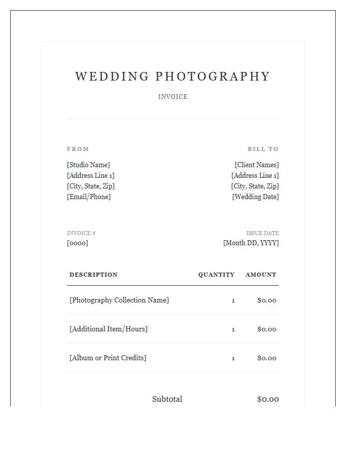 Elegant Wedding Photography Invoice Template