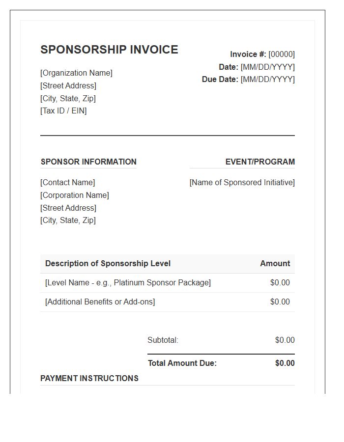 Corporate Sponsorship Donation Invoice Template