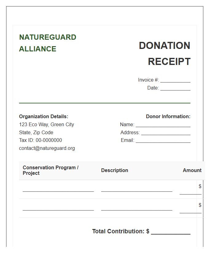 Environmental Conservation Donation Invoice Template