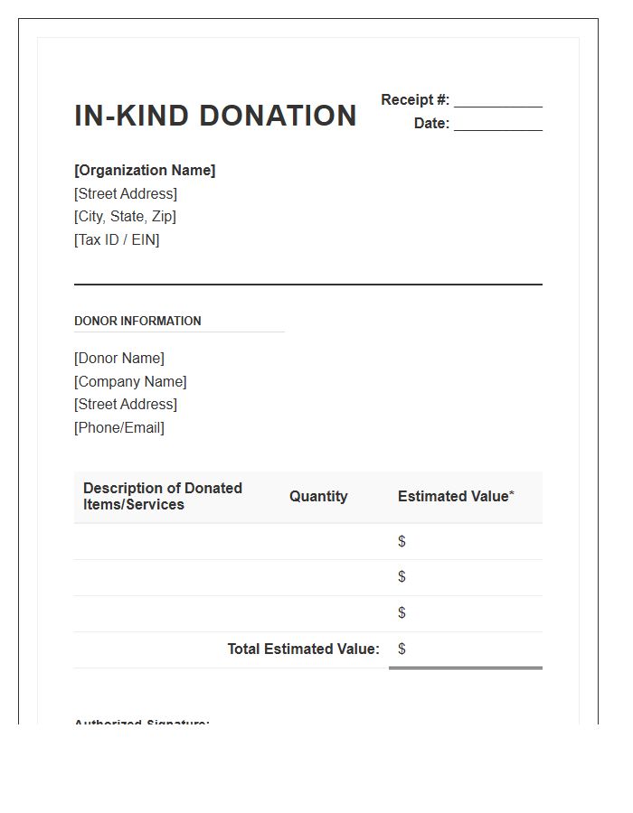 In Kind Donation Acknowledgement Invoice Template