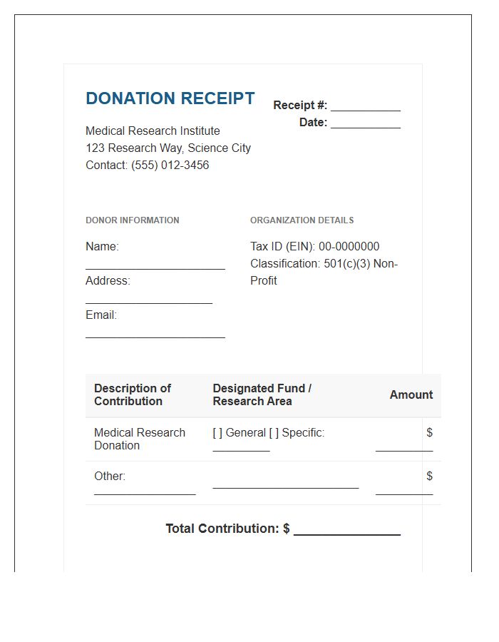 Medical Research Donation Invoice Template