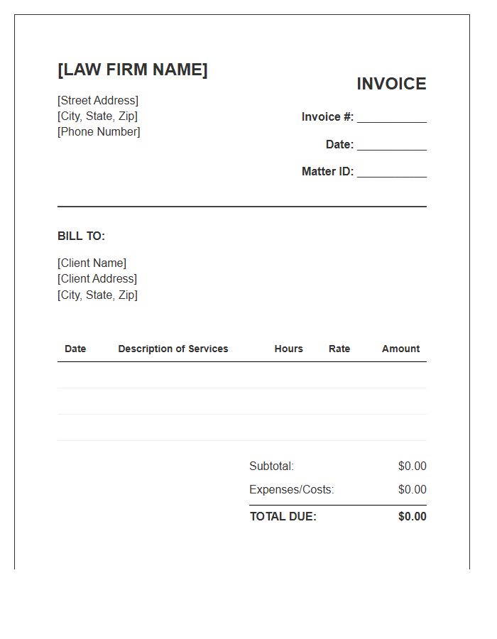 Attorney Hourly Rate Invoice Template