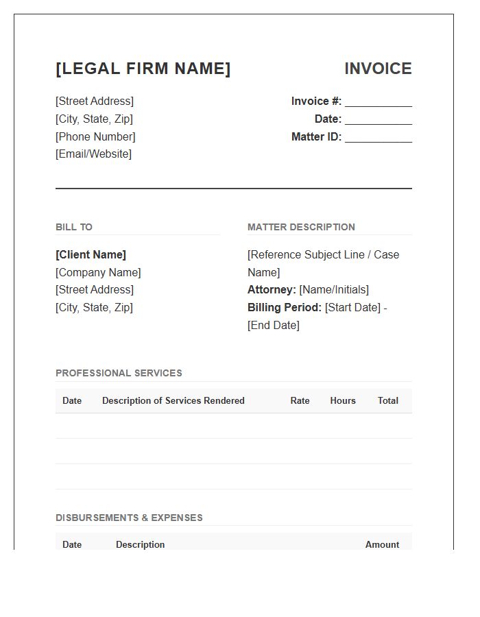 Corporate Legal Advisor Invoice Template