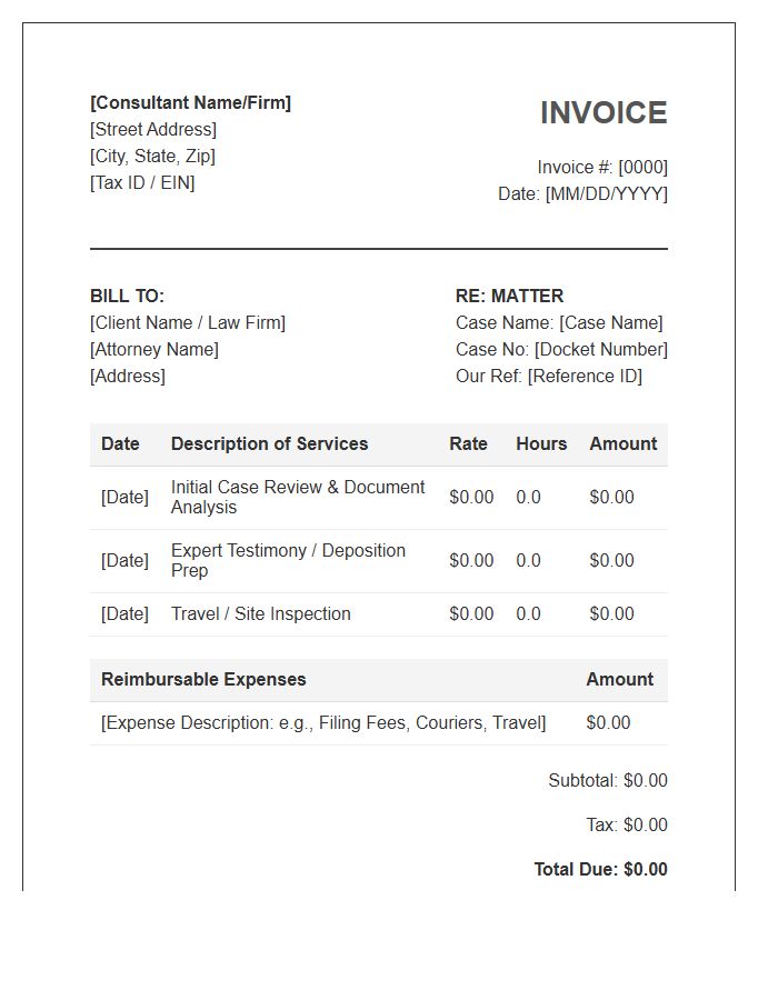 Litigation Consultant Invoice Template