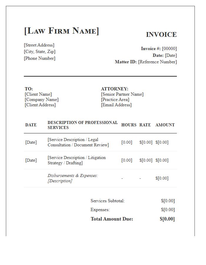 Senior Legal Partner Invoice Template