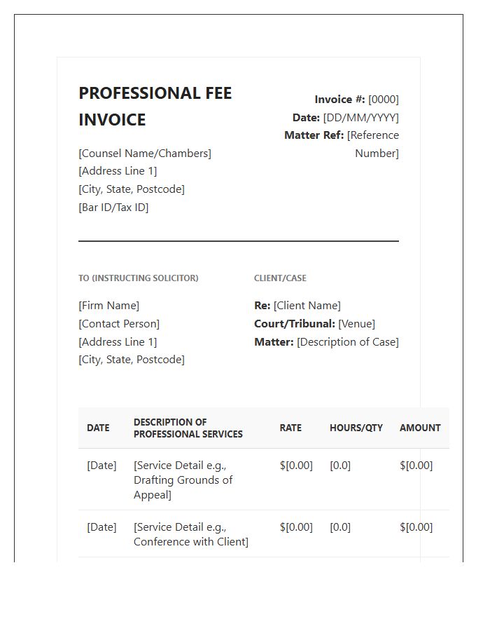 Specialist Legal Counsel Invoice Template