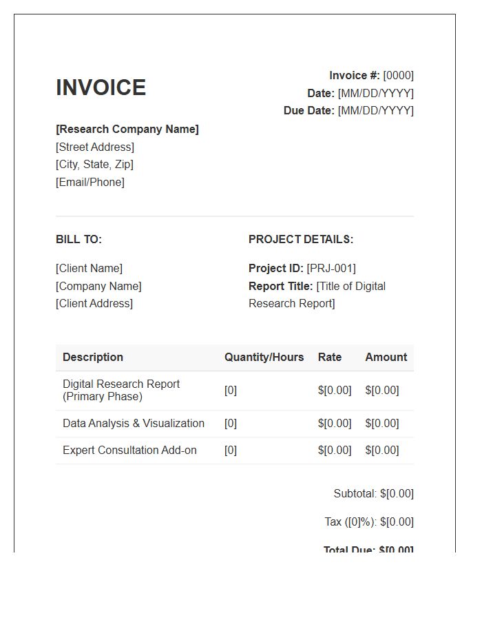 Digital Research Report Invoice Template