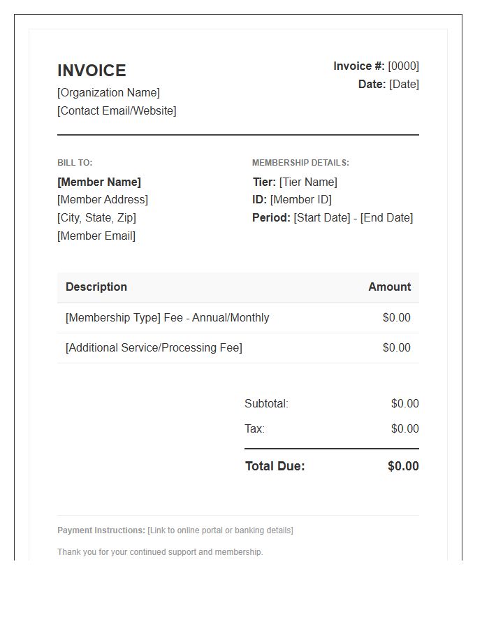 Online Membership Fee Invoice Template
