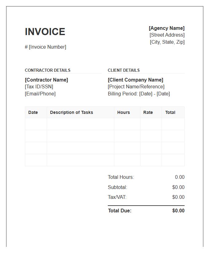 Agency Contractor Timesheet Invoice Template
