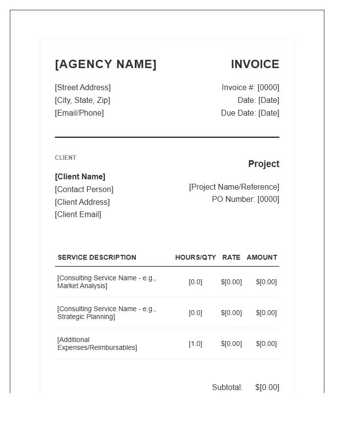 Strategy Consulting Agency Billing Invoice Template