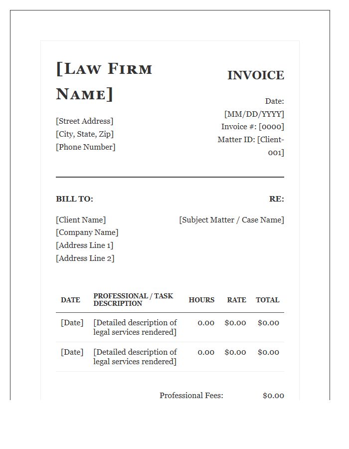Boutique Law Firm Invoice Template
