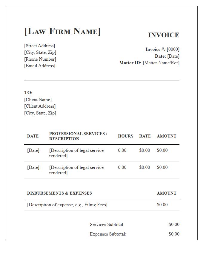 Formal Law Practice Invoice Template