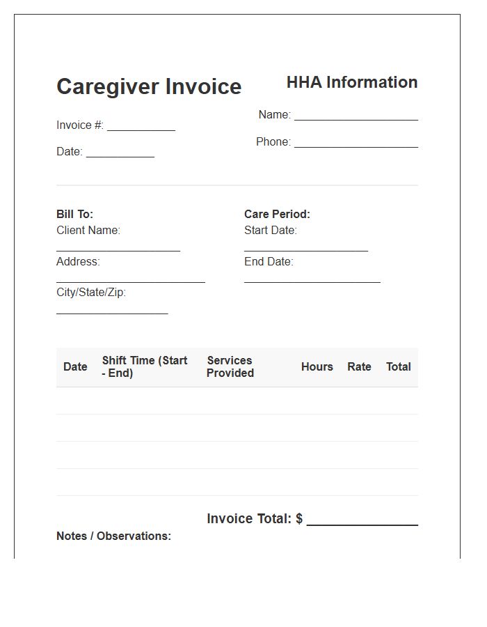 Home Health Aide Shift Invoice Template