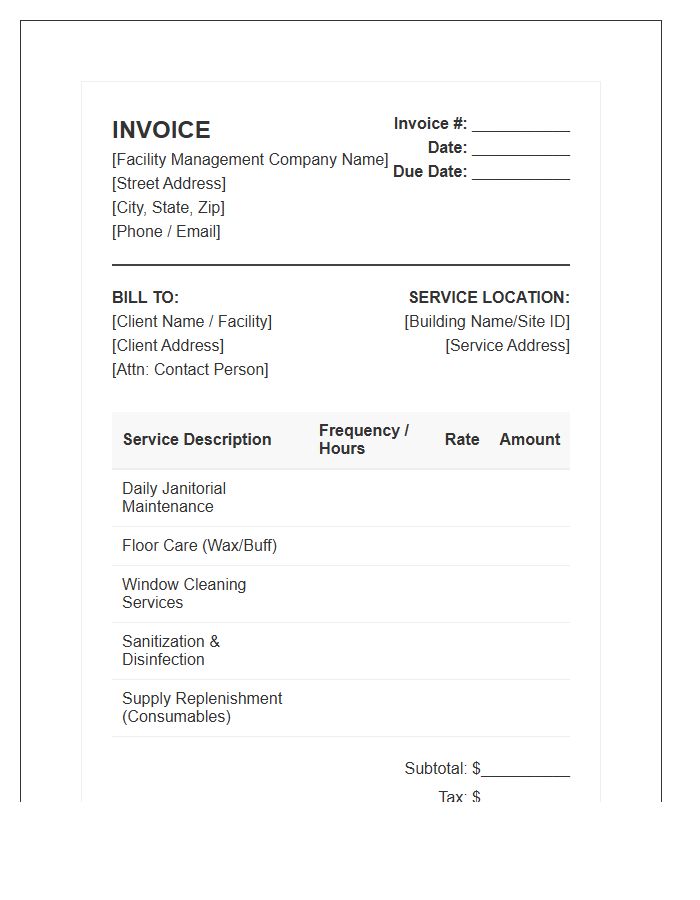 Facility Management Janitorial Invoice Template