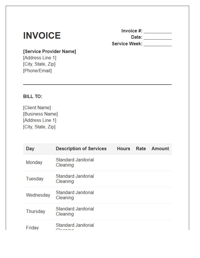 Weekly Janitorial Service Invoice Template