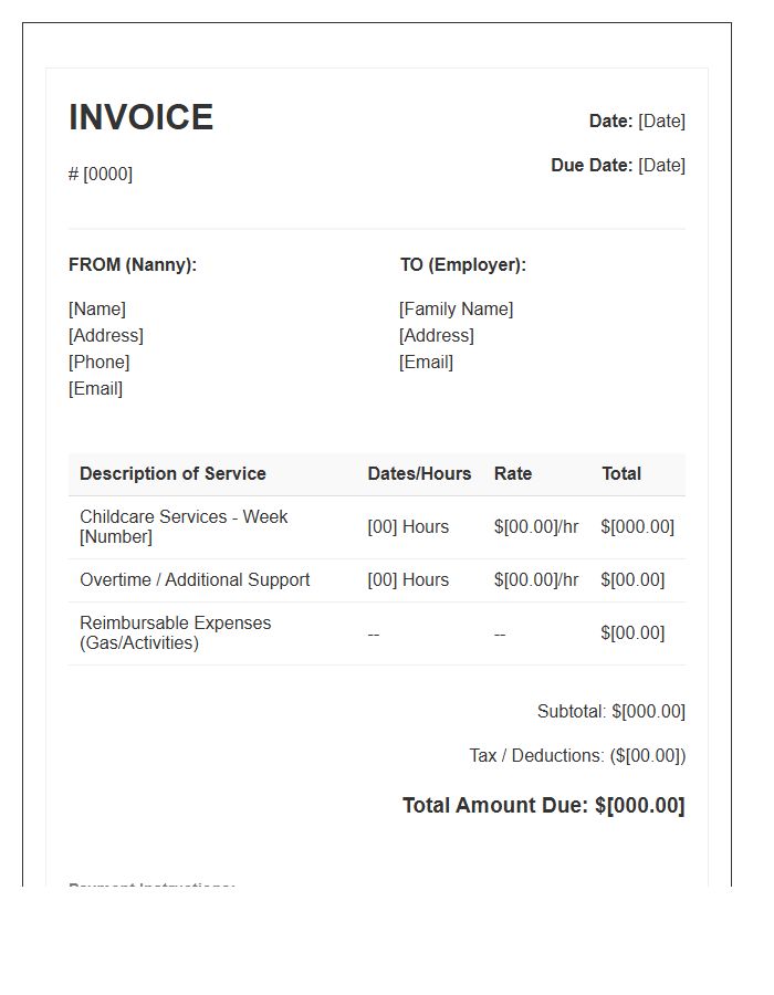 Automated Nanny Pay Invoice Template