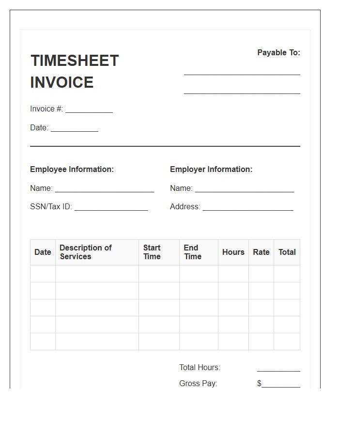 Household Employee Timesheet Invoice Template