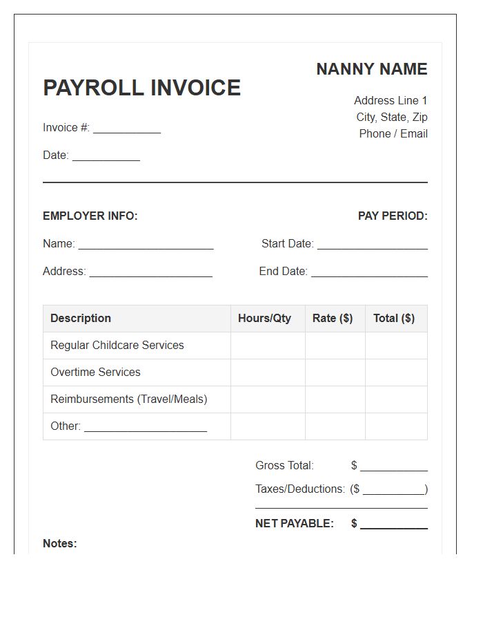 Nanny Payroll Invoice Template