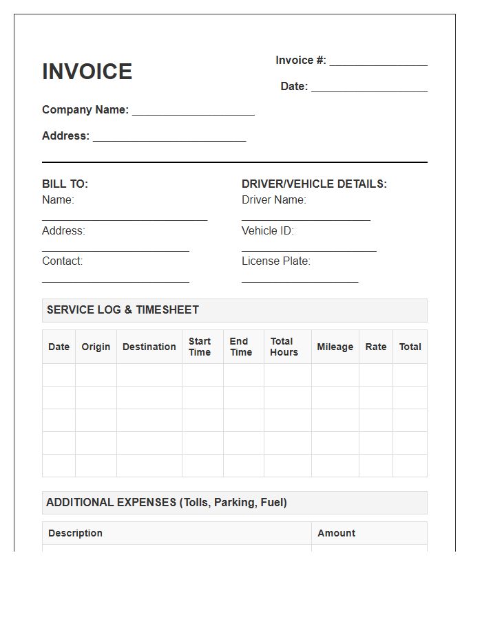 Transport Service Log Timesheet Invoice Template