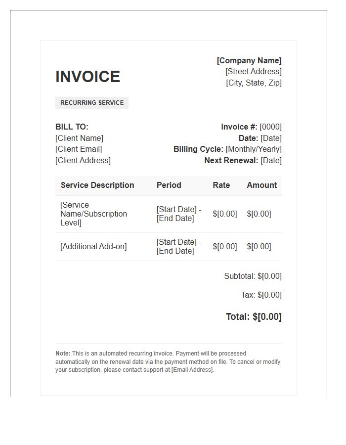 Automated Recurring Service Invoice Template