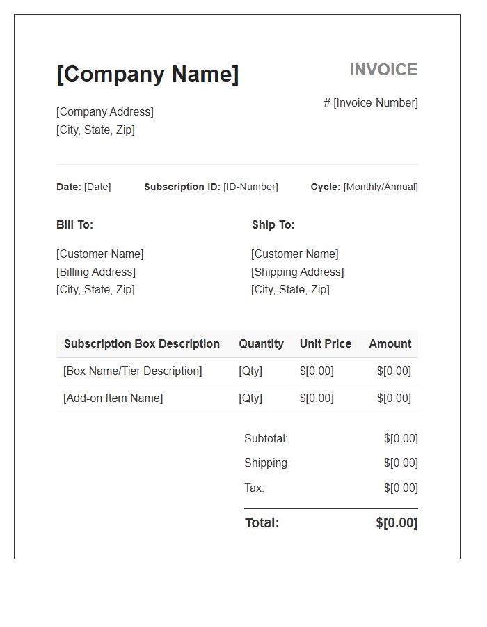 Box Subscription Service Invoice Template