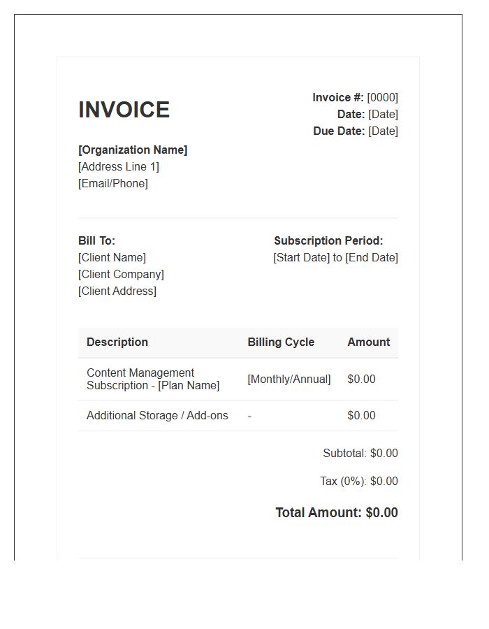 Content Management Subscription Invoice Template