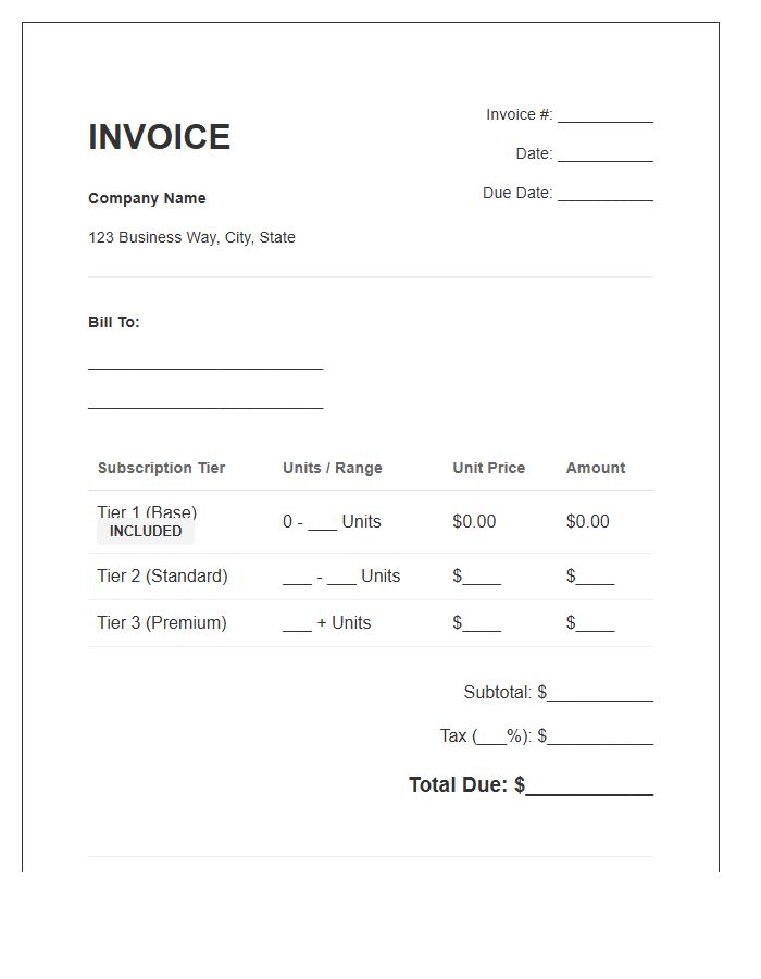 Tiered Pricing Subscription Invoice Template