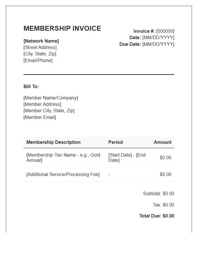 Business Network Membership Invoice Template