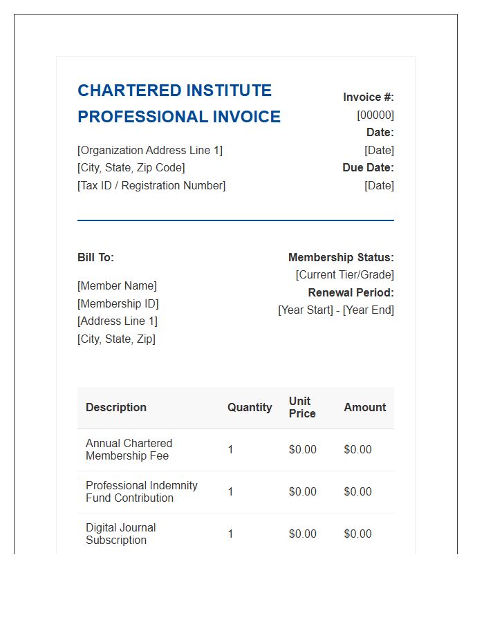 Chartered Professional Membership Invoice Template