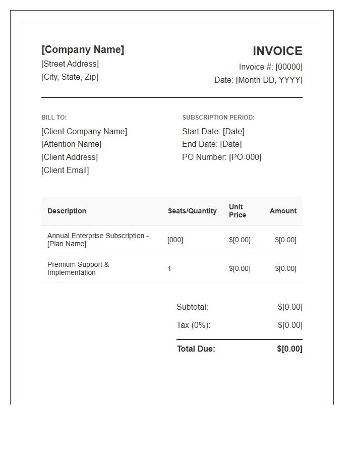 Annual Enterprise Subscription Invoice Template