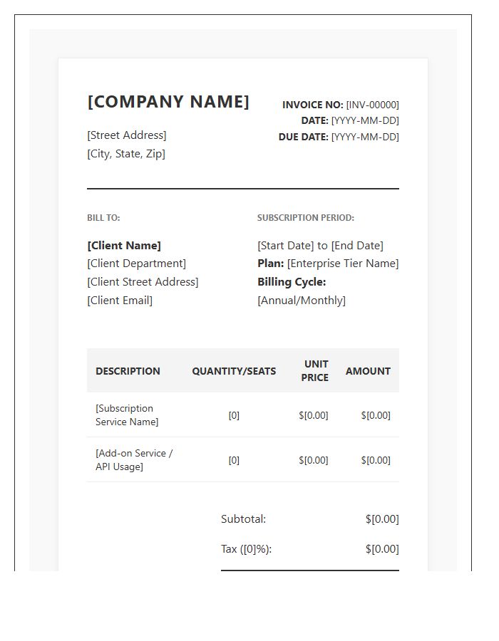 Automated Enterprise Subscription Invoice Template