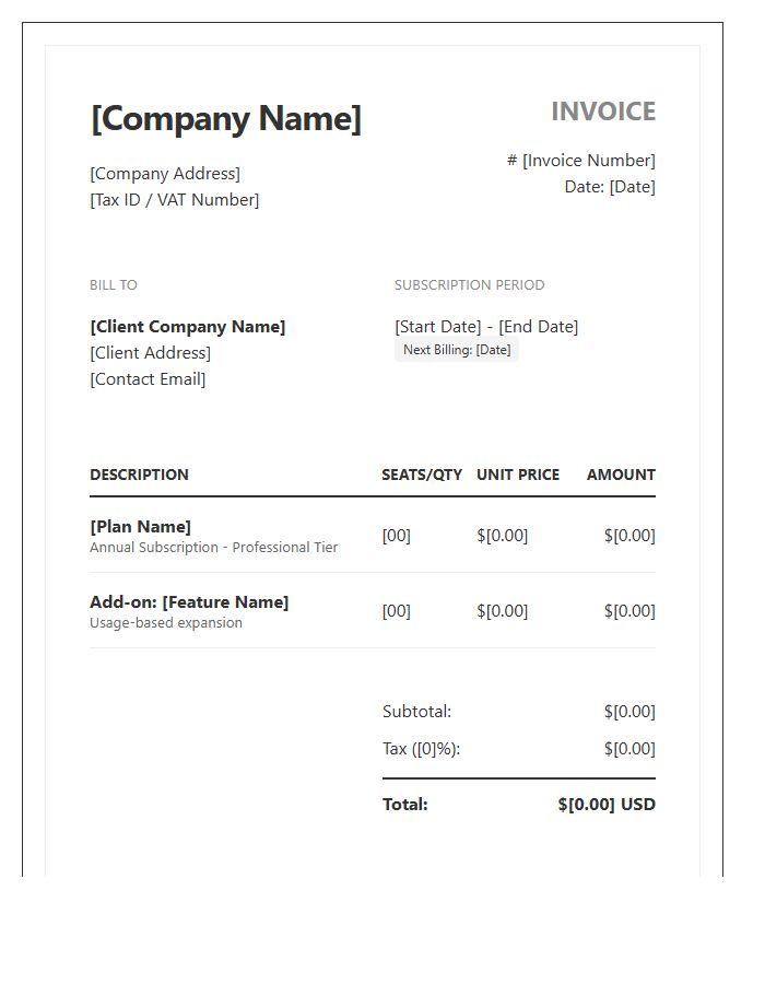 B2B Subscription Management Invoice Template