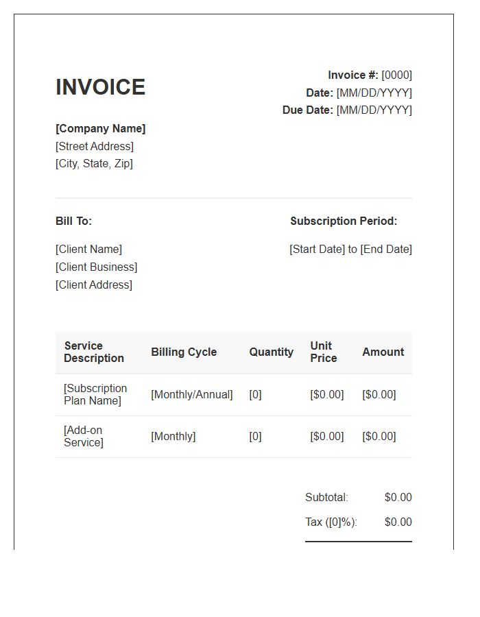 Business Subscription Service Invoice Template