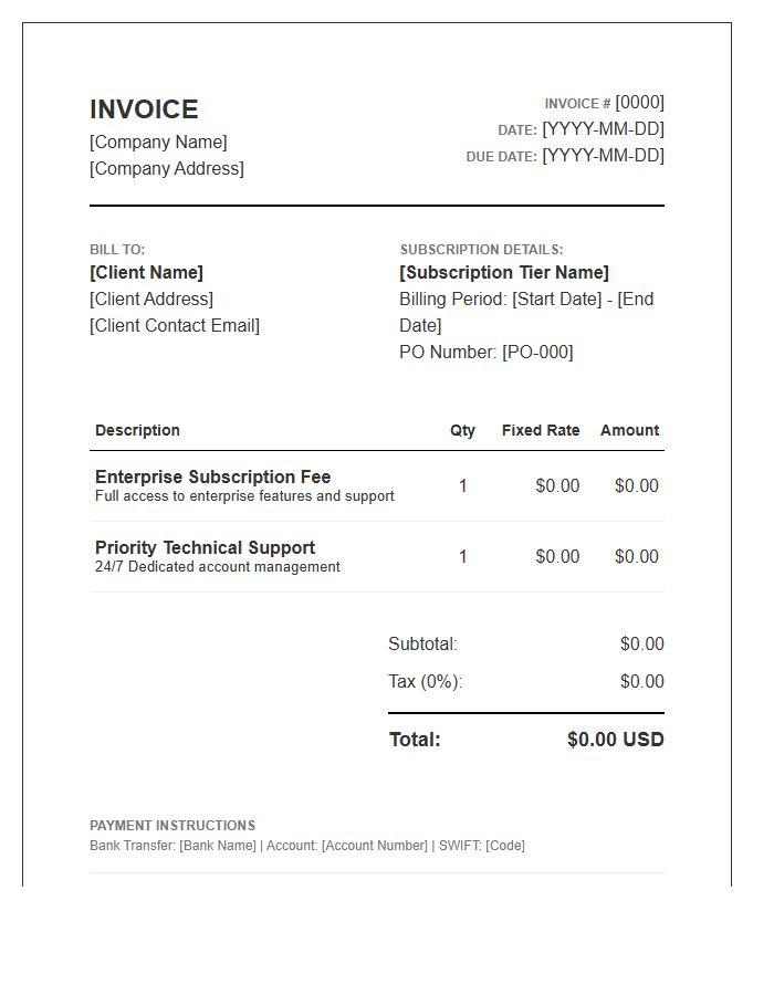 Fixed Rate Enterprise Subscription Invoice Template