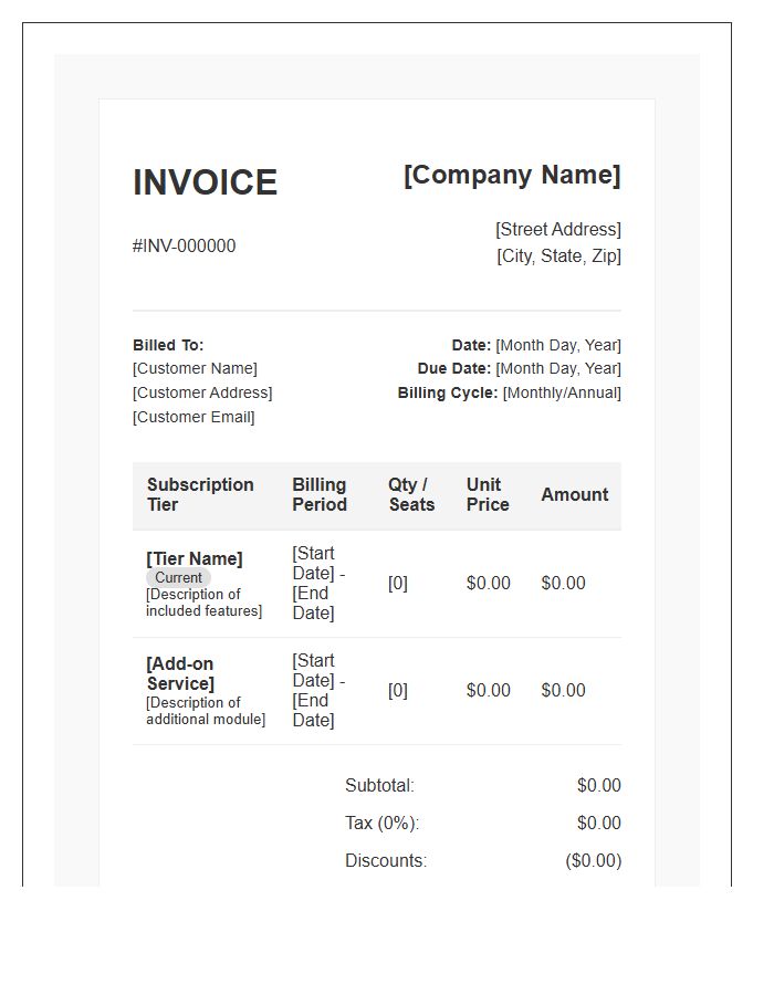 Multi Tier Subscription Invoice Template