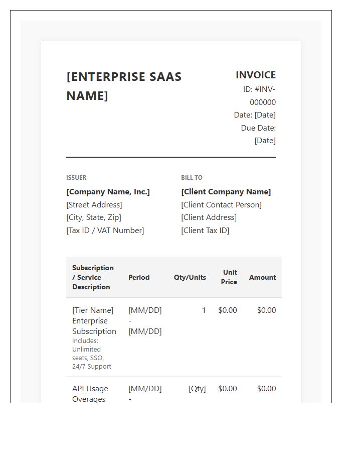 Software As A Service Enterprise Invoice Template